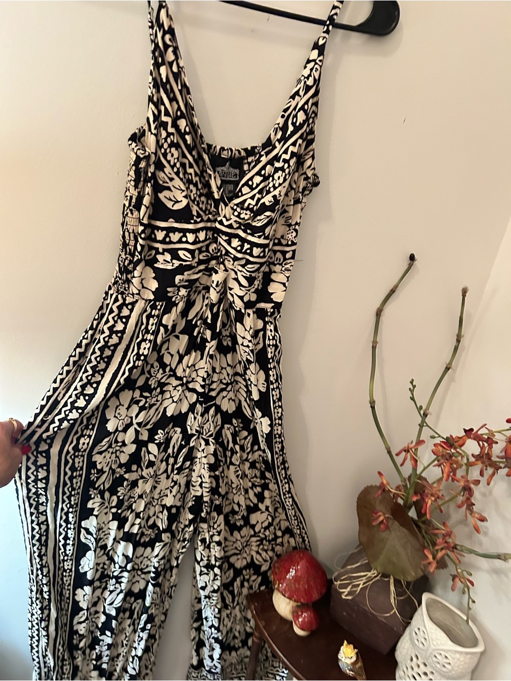 Angie Black & White Floral Jumpsuit